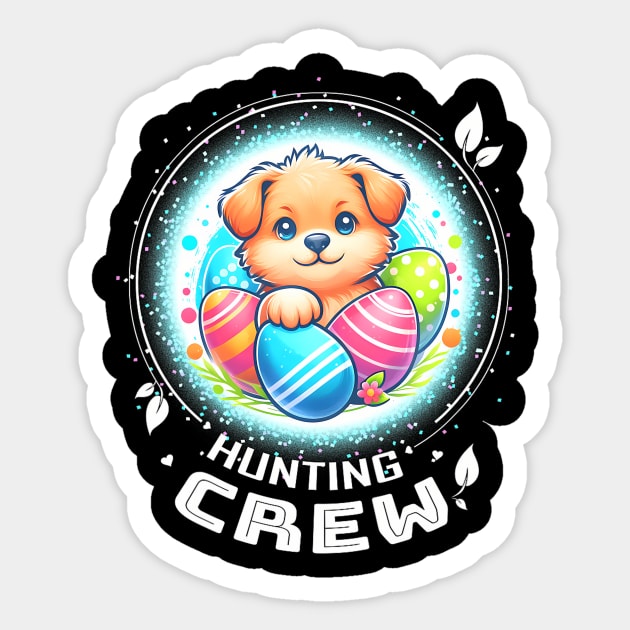 Kids Family Egg Hunter Crew Easter Boys Girl Dog Sticker by snownature